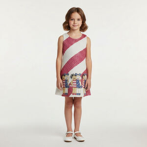 Little Attitudes by Debra Girls Red White Striped Sequin Dress - Size 6